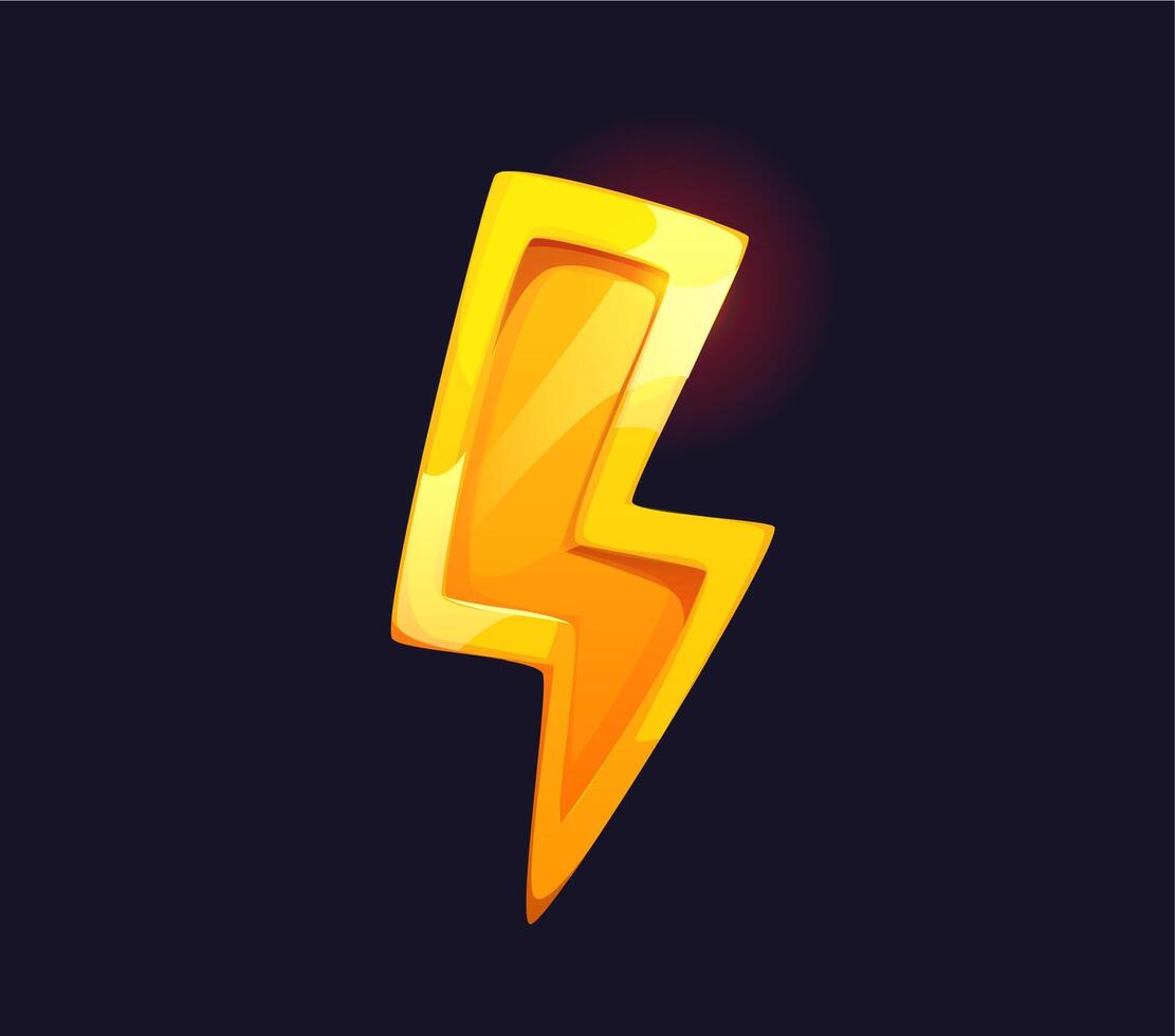 Cartoon golden lightning award prize or game asset vector