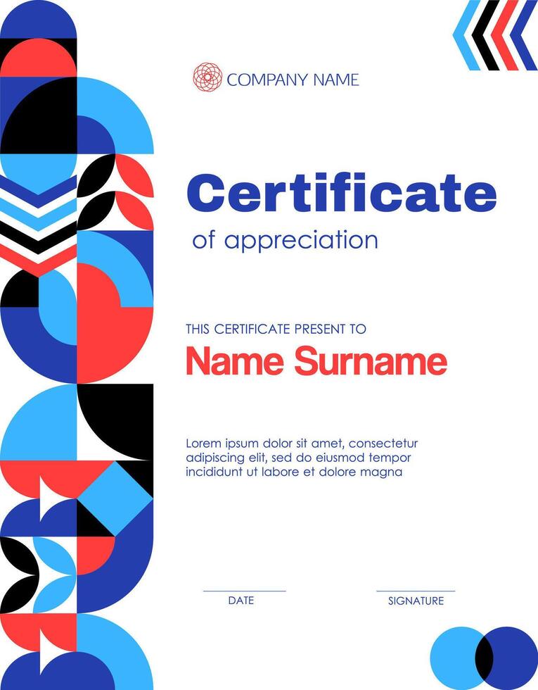 Certificate of appreciation template with pattern vector