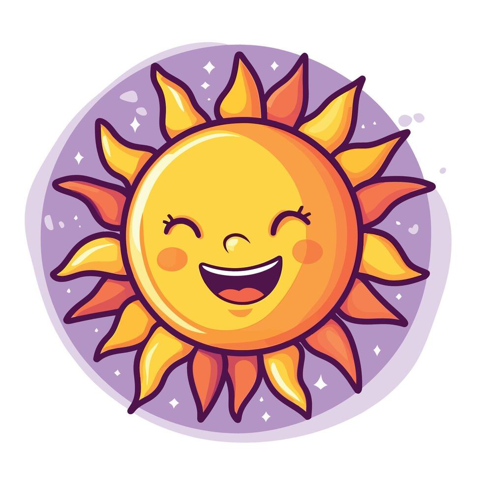 Cartoon sun smiling with a happy face vector