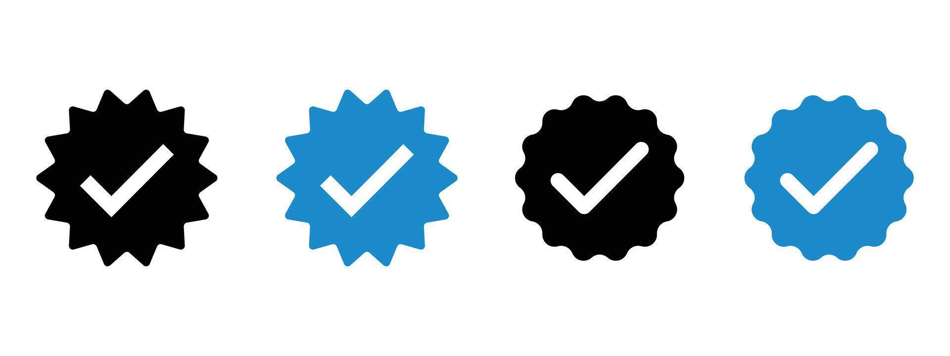 Verified badge icon tick symbol blue verification badge approved check mark icon. Social media checks, guaranteed signs. Profile verified badge. Guaranteed signs. 10 eps vector
