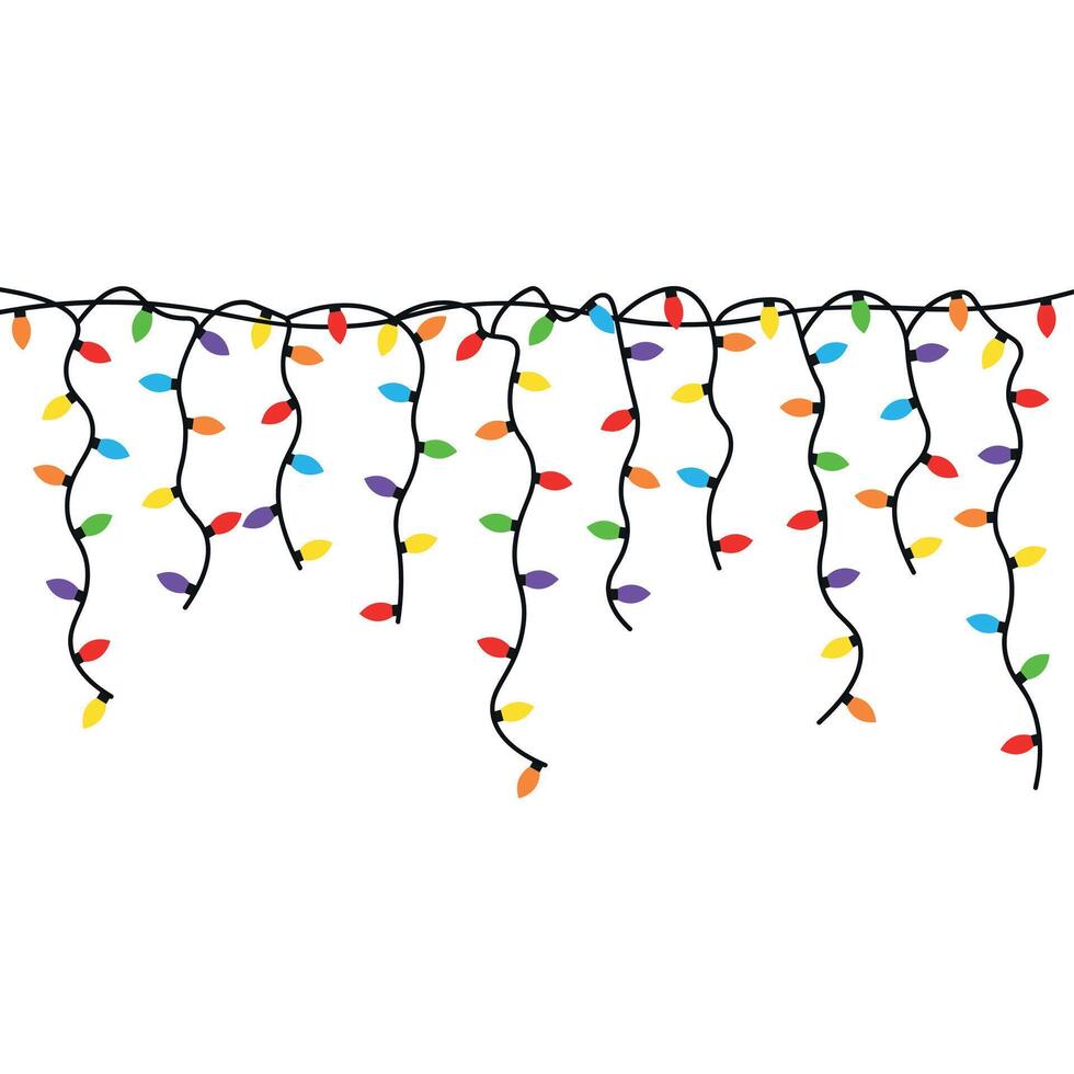 Christmas colored Garland with rain. graphics vector
