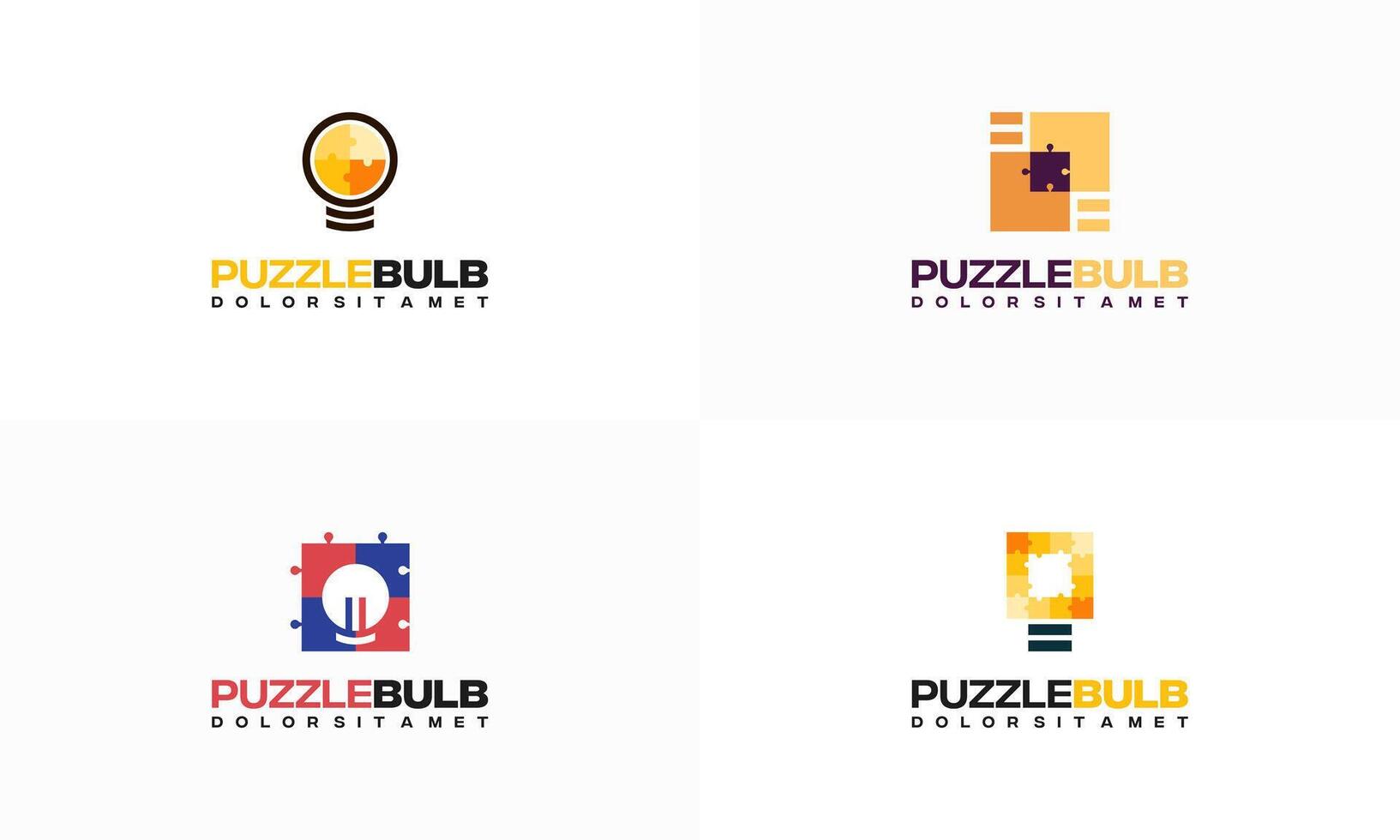 Set of Puzzle Idea Bulb Logo concept , Smart Puzzle logo symbol vector