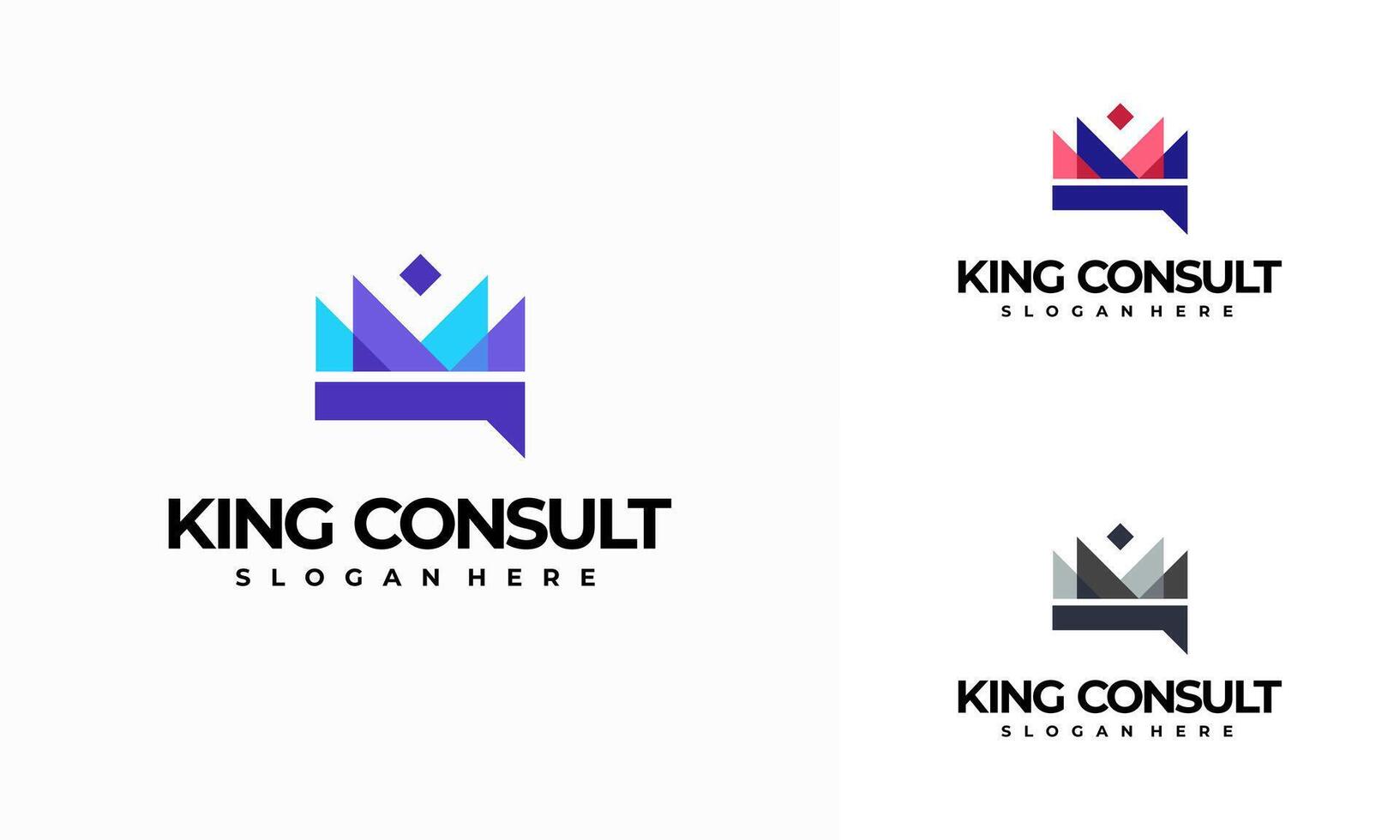 Consulting logo designs concept , king crown talk chat bubble logo symbol vector