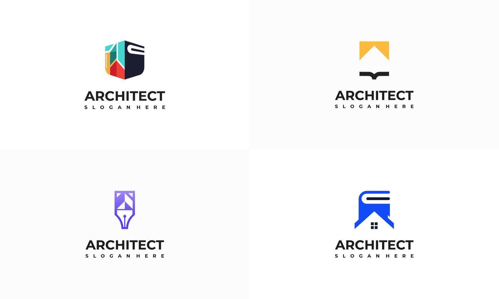 Set of Architecture Education logo designs template , Architect Logo designs concept vector