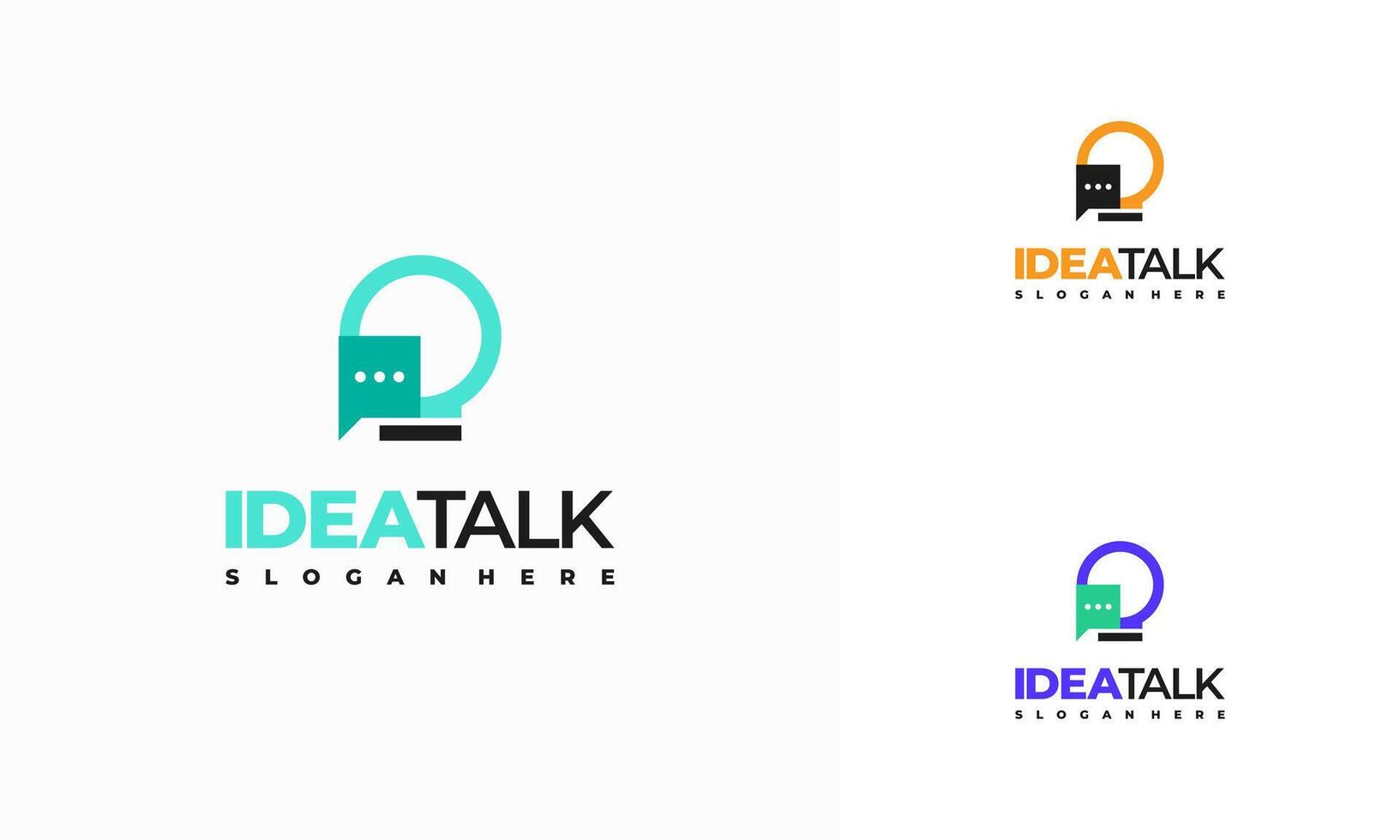 Idea Talk Logo designs concept , Discuss Chat and Light Bulb logo template icon vector