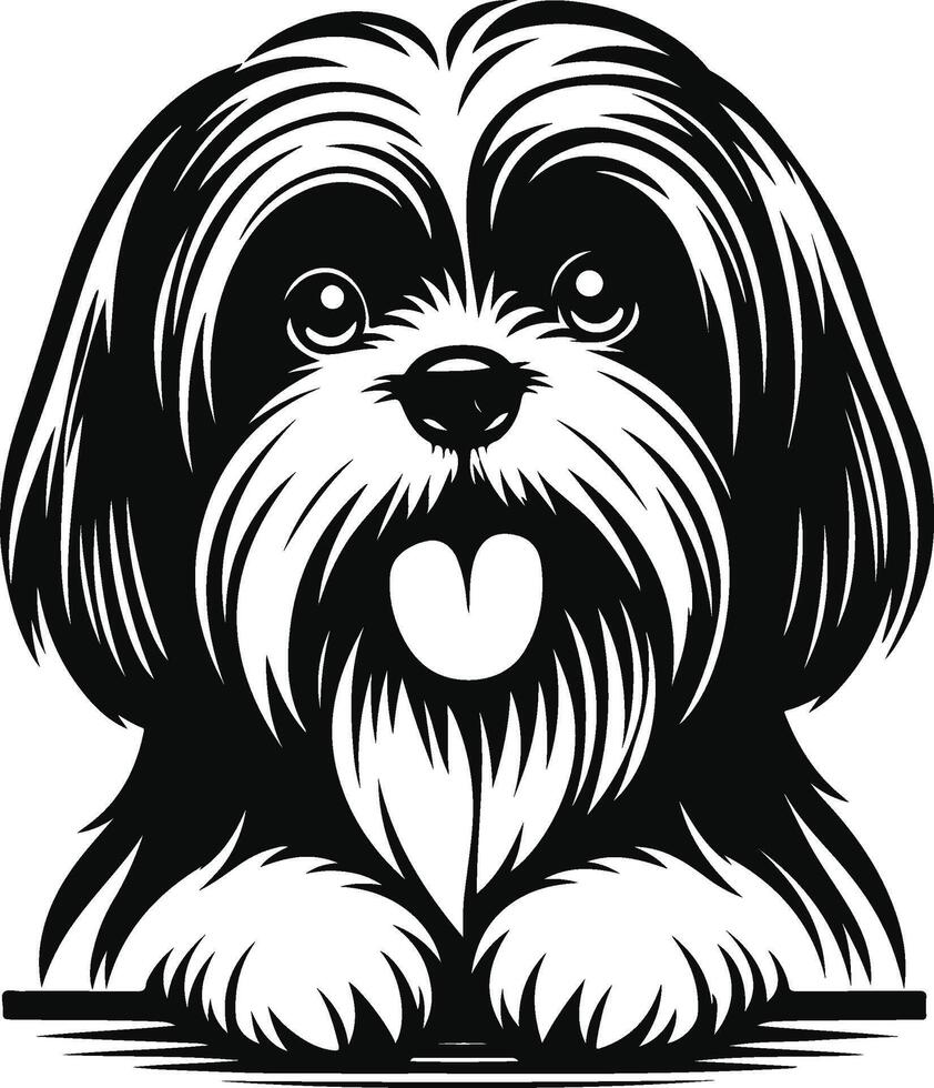 Contemporary Shih Tzu Outline vector