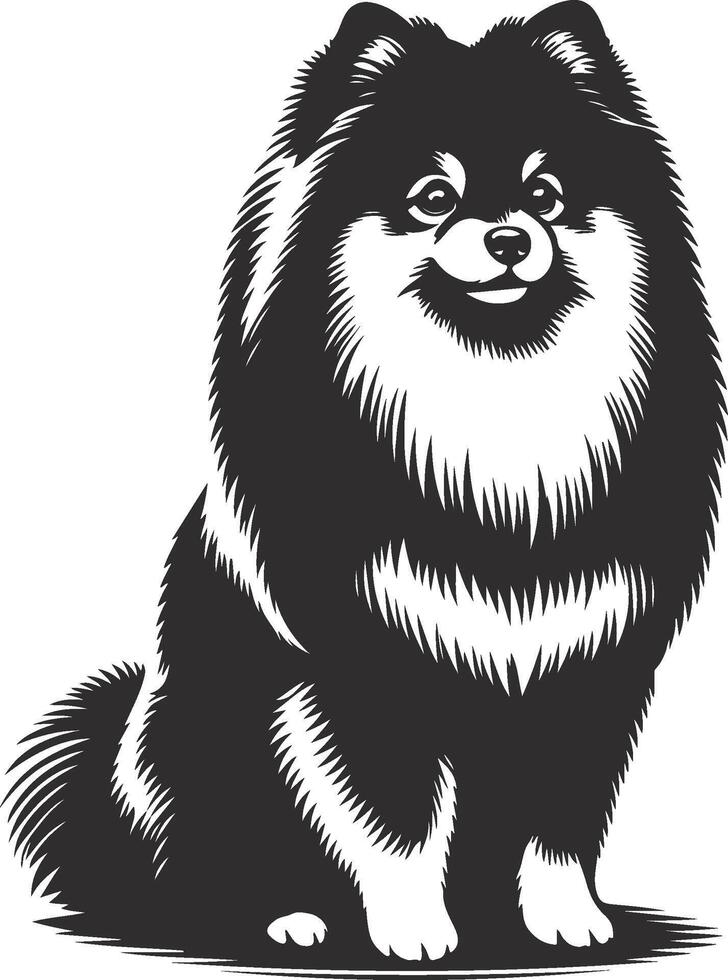 Fluffy Pomeranian Outline vector