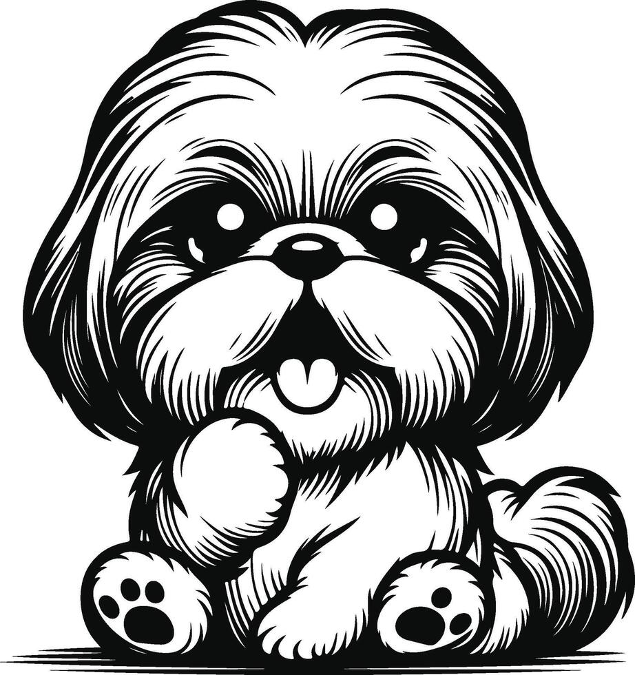 Serene Shih Tzu Outline vector