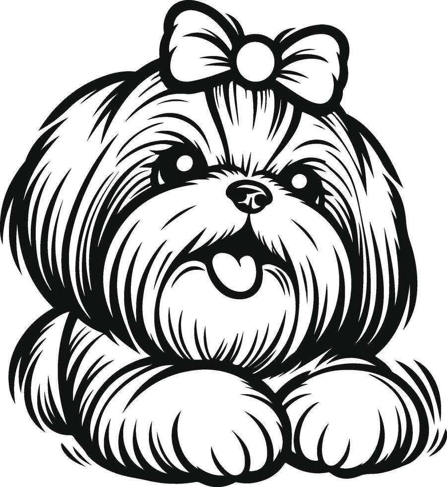 Vintage Shih Tzu Lines vector
