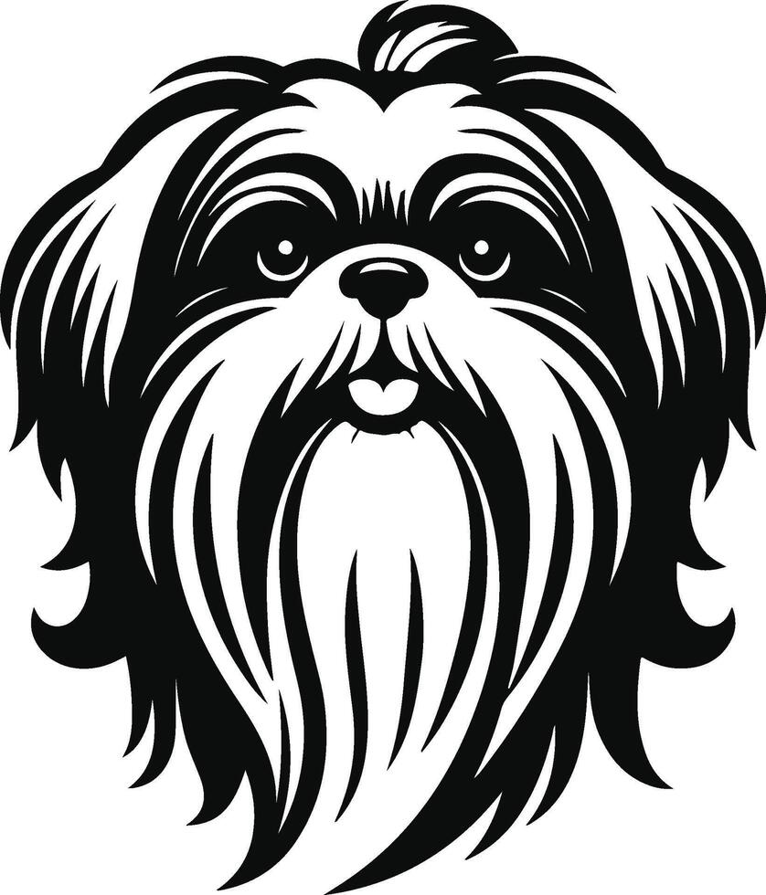 Faithful Shih Tzu Outline Design vector