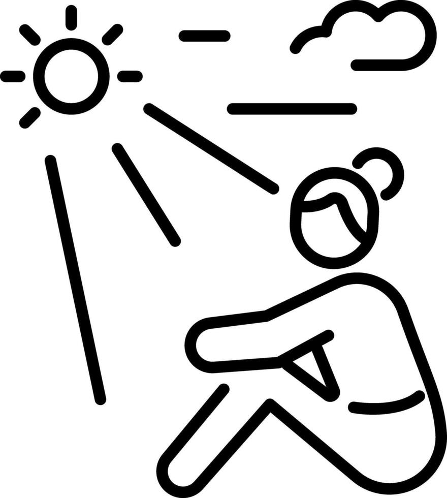A line icon of sunlight exposure vector