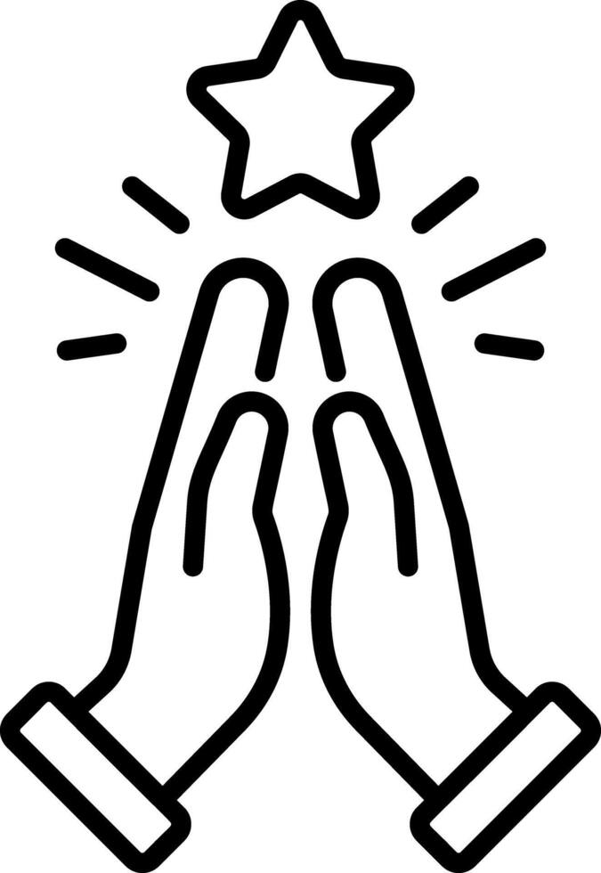 Praising icon in linear style vector