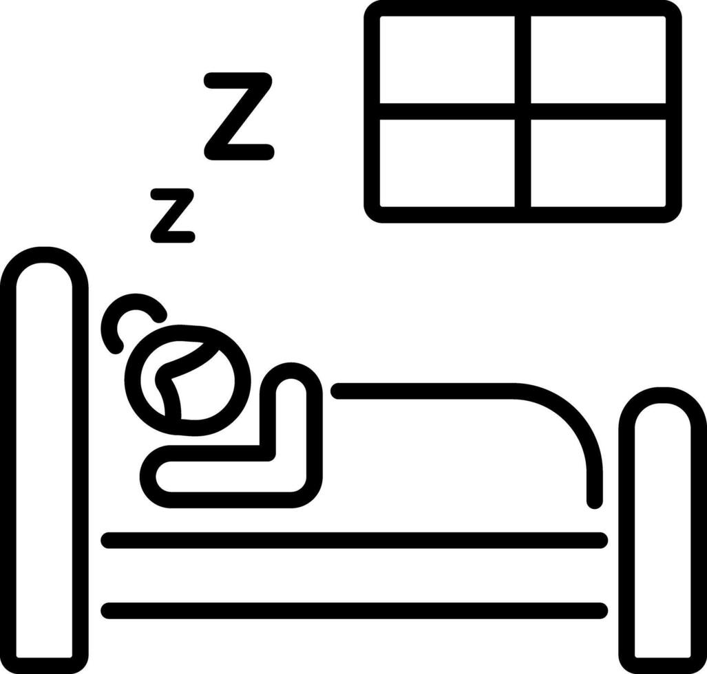A person sleeping on bed, a line style icon vector
