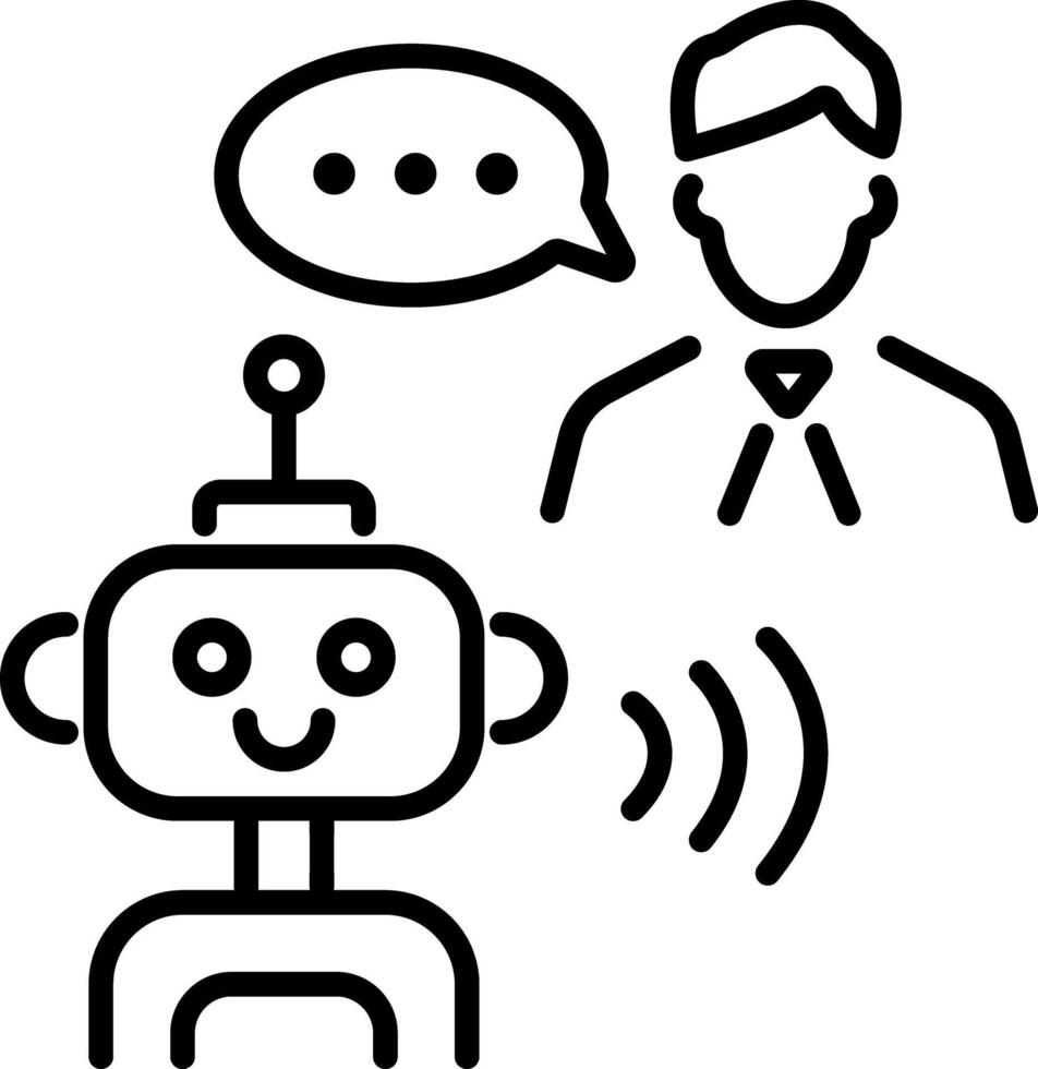 A linear icon of robot chat vector