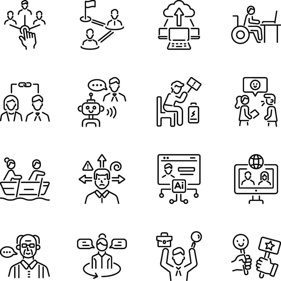 Collection of Employment Linear Icons vector