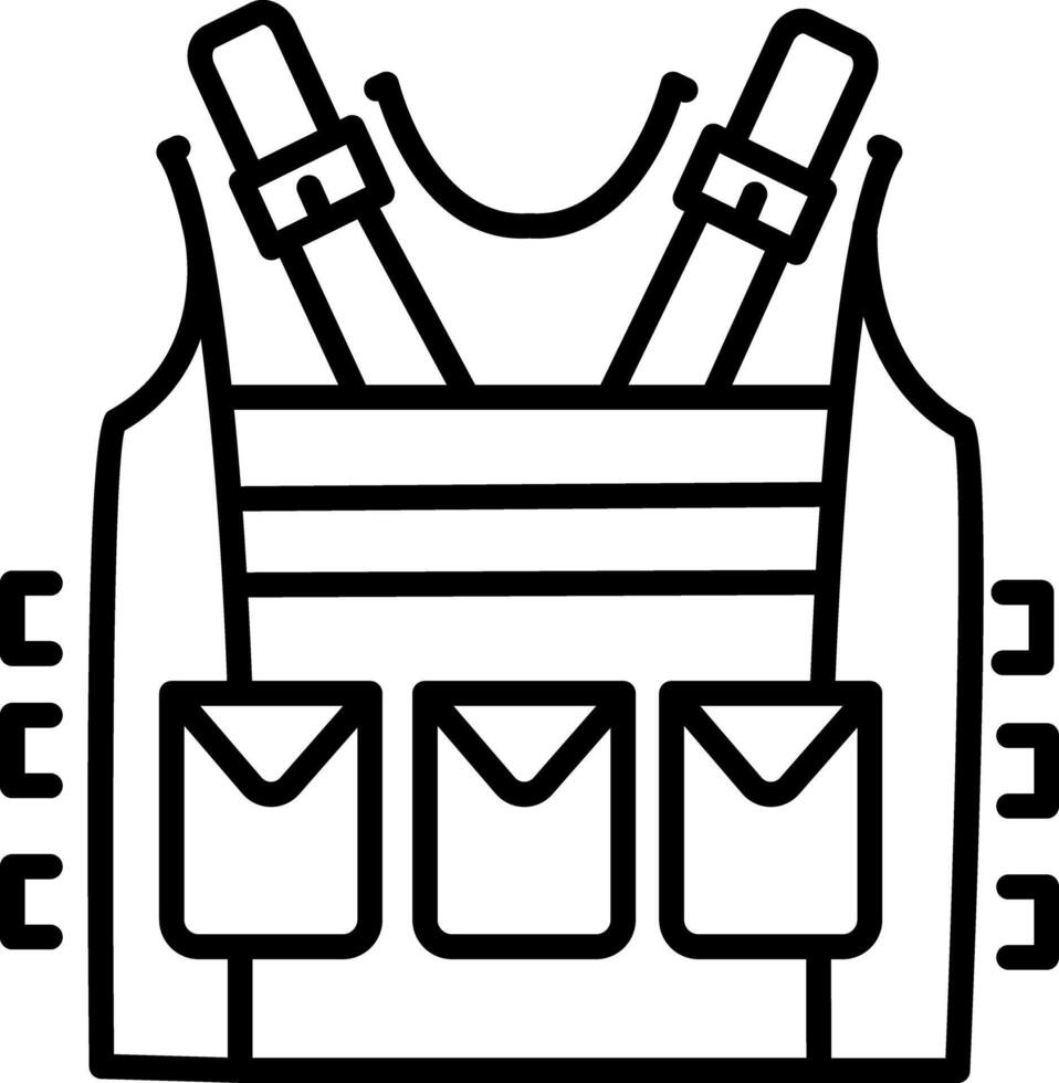 Bulletproof vest icon in outline style vector