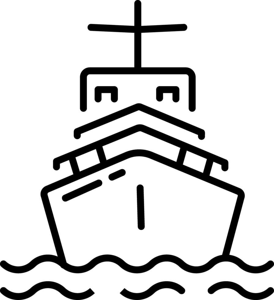 A linear icon of navy battleship vector