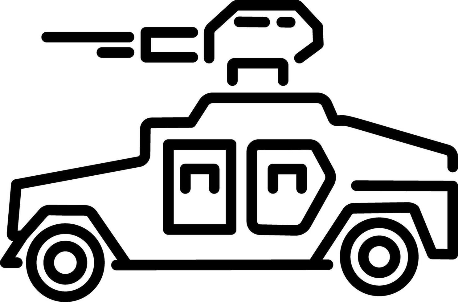 Military transport icon in outline style vector