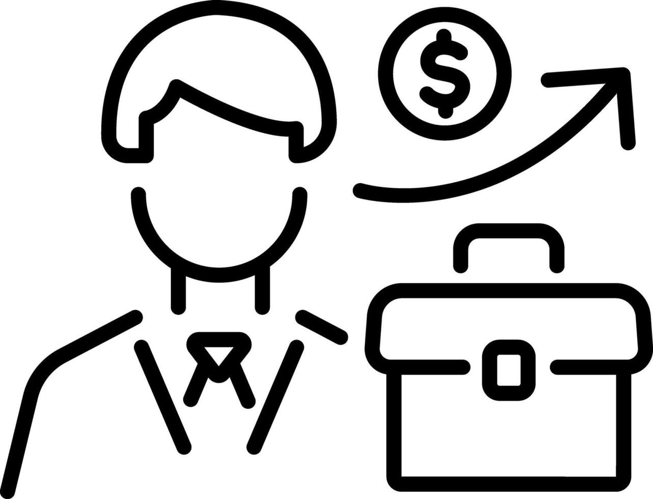 A linear icon of business growth vector