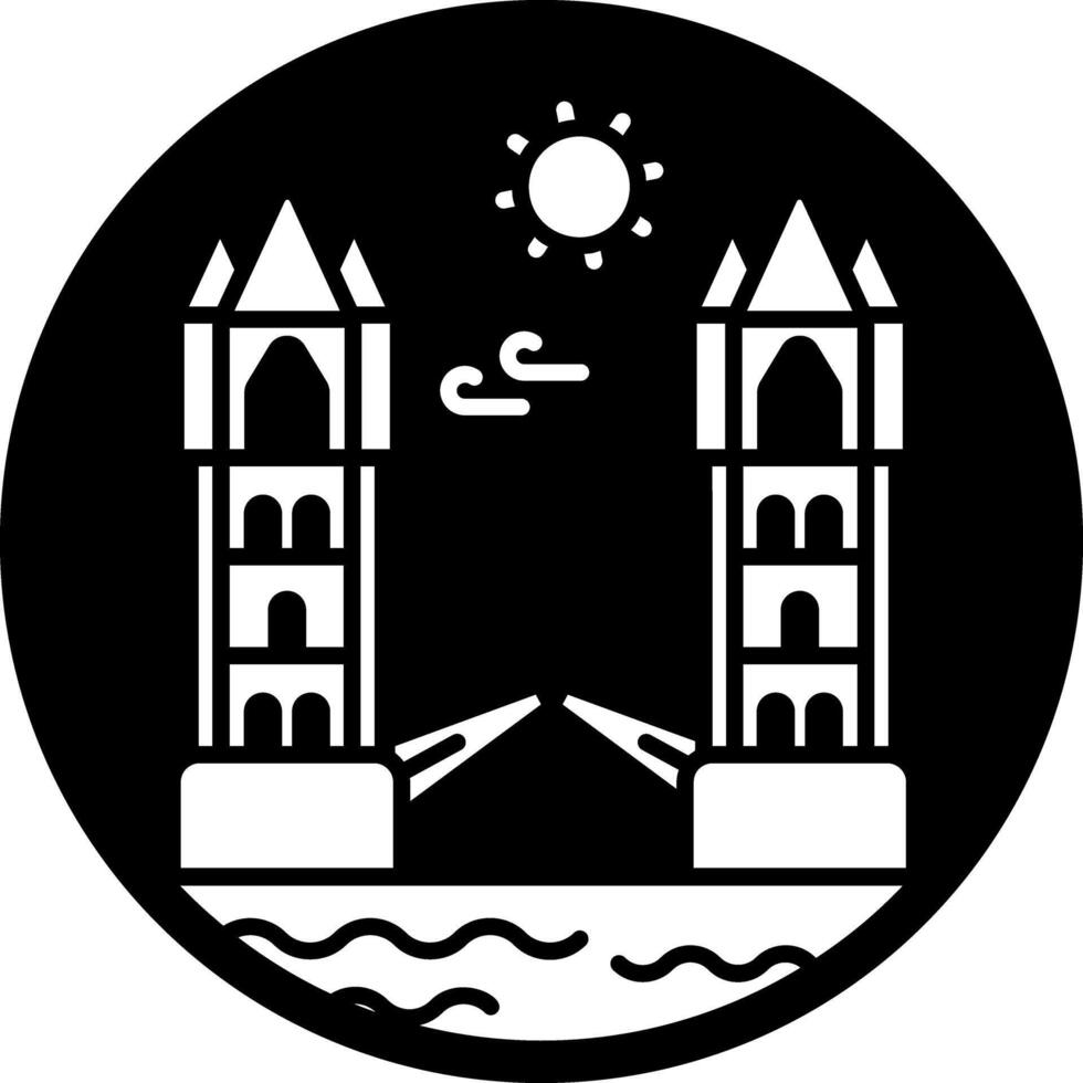 A glyph style icon of london bridge vector