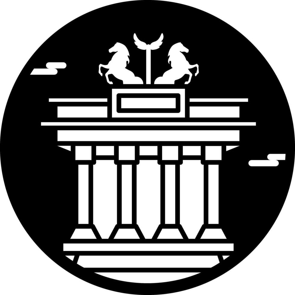 A glyph style icon of brandenburg gate vector