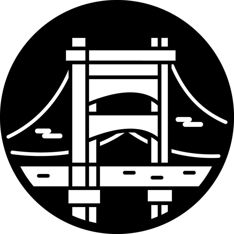 A glyph style icon of golden bridge vector