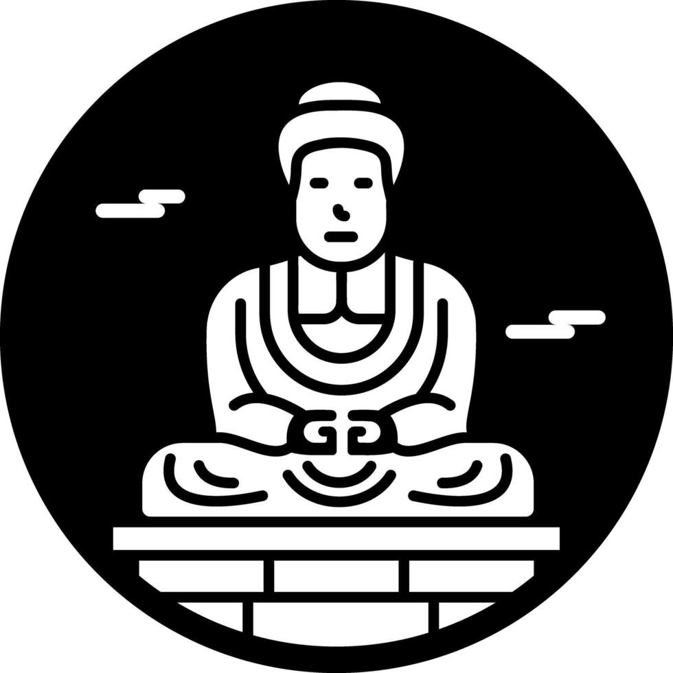 Kamakura buddha icon in filled style vector
