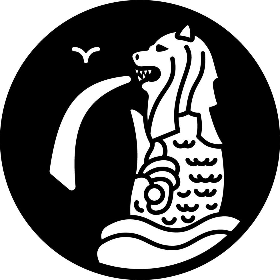 A filled style icon of merlion statue vector