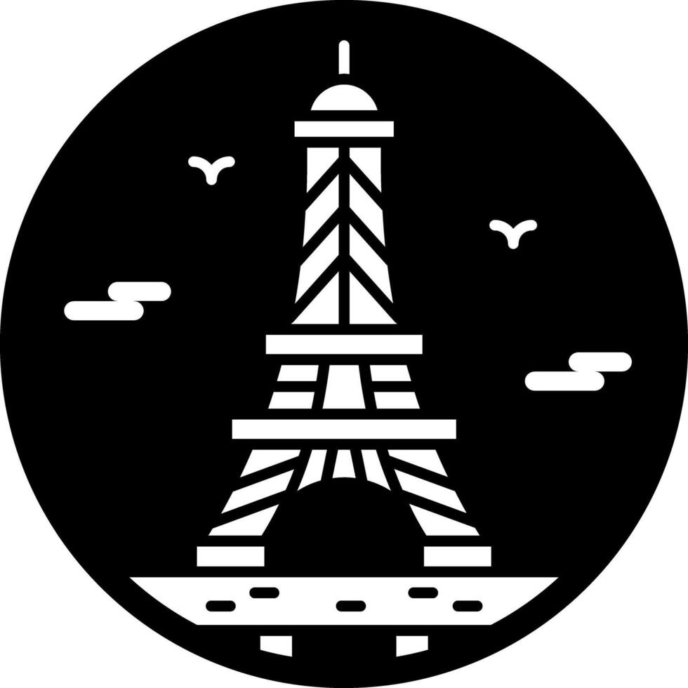 Eiffel tower icon in glyph style vector