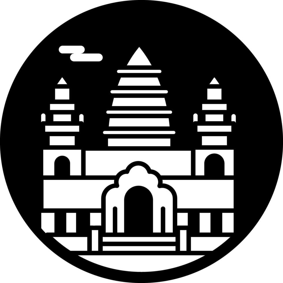 Angkor wat icon in glyph style vector