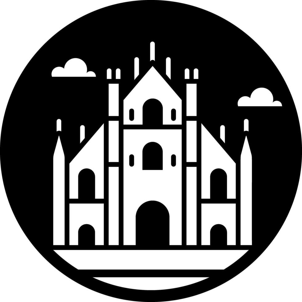 A filed style icon of milan cathedral vector