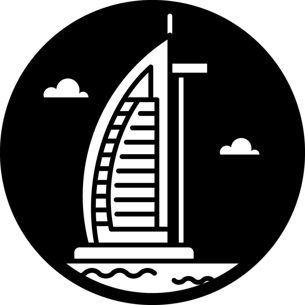 Burj al arab icon in filled style vector