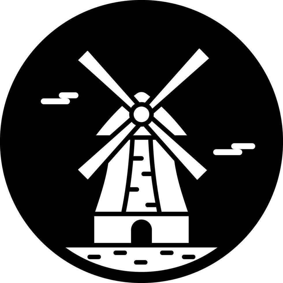 Kinderdijk windmills icon in filled style vector