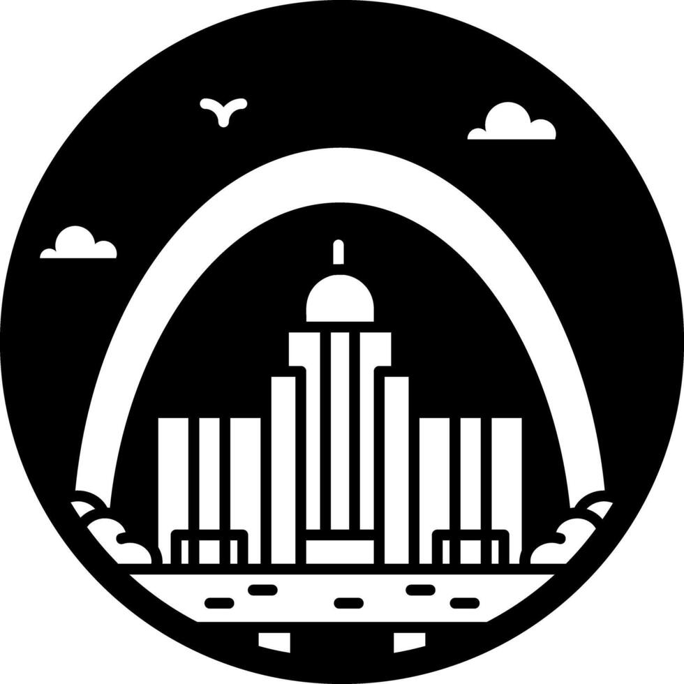 A filled style icon of gateway arch vector