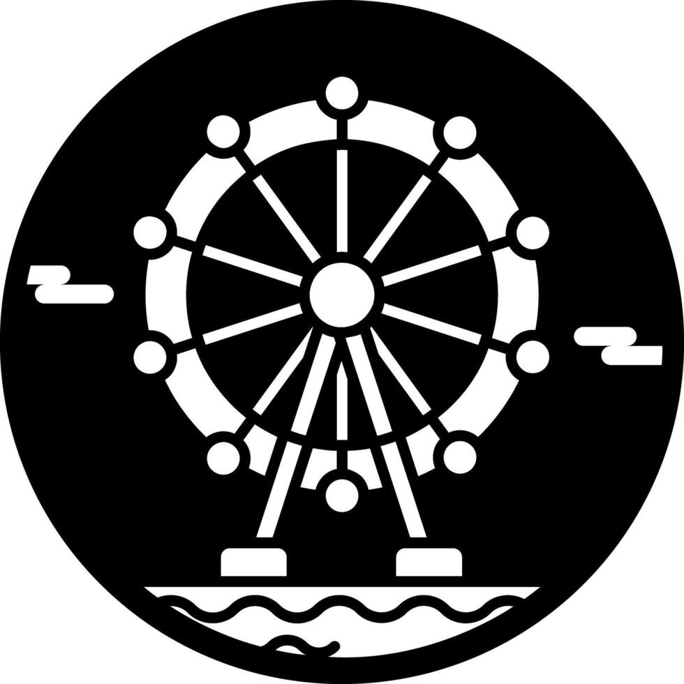 Ferris wheel icon in filled style vector