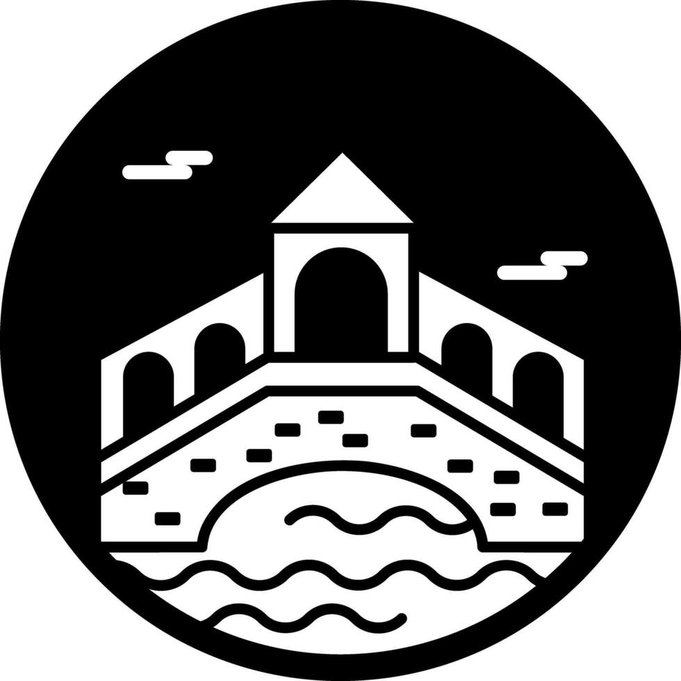A glyph style icon of venice bridge vector