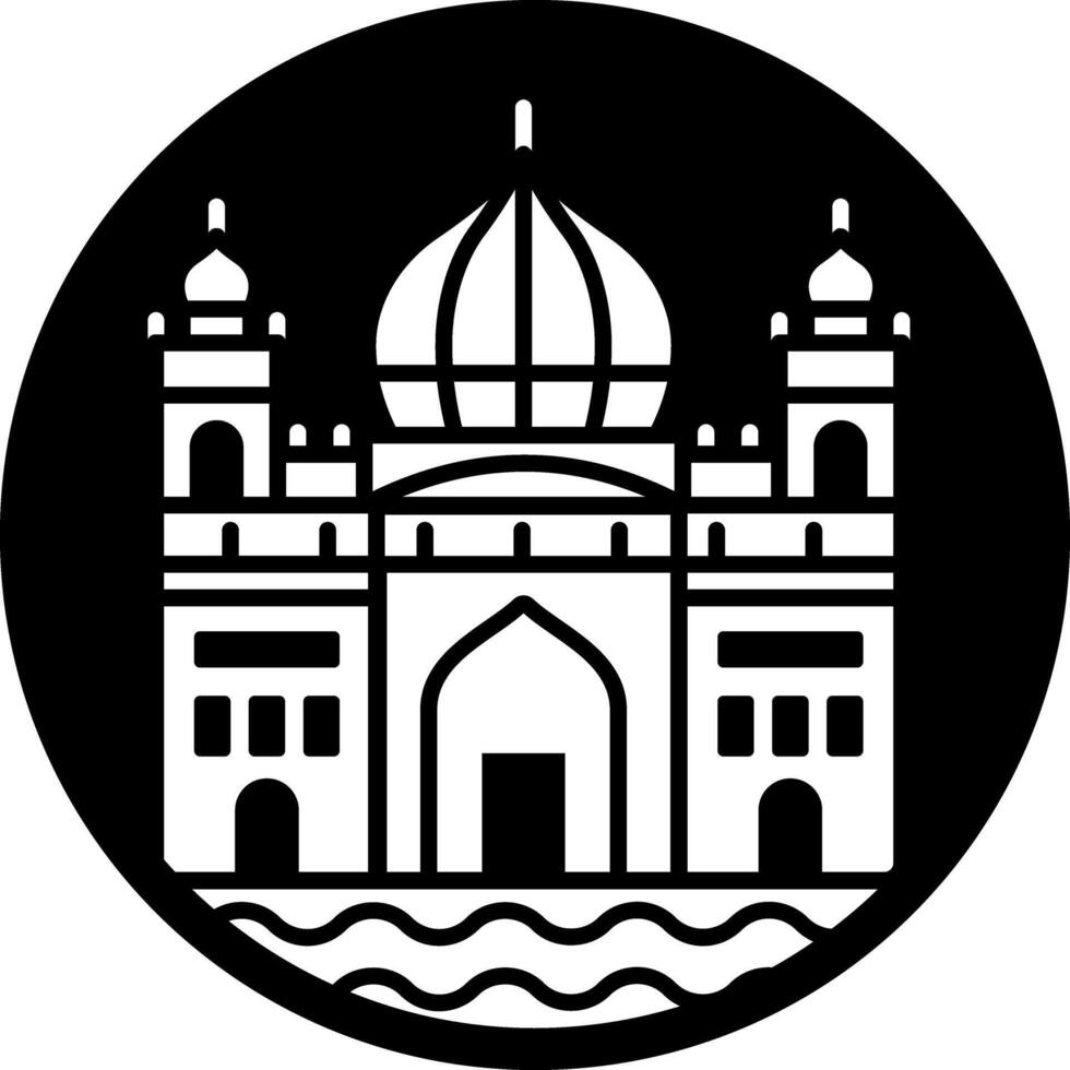 Golden temple icon in filled style vector