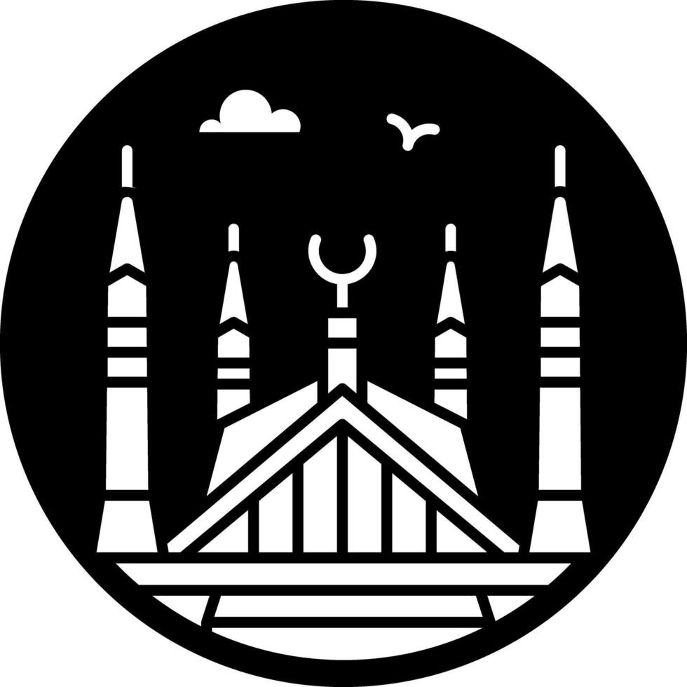 Faisal mosque icon in glyph style vector