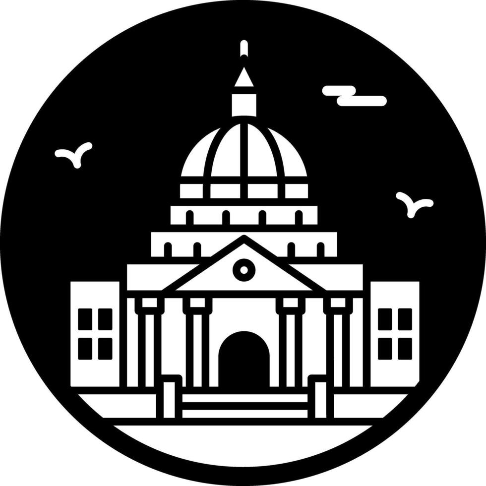 A filled style icon of capitol hill vector