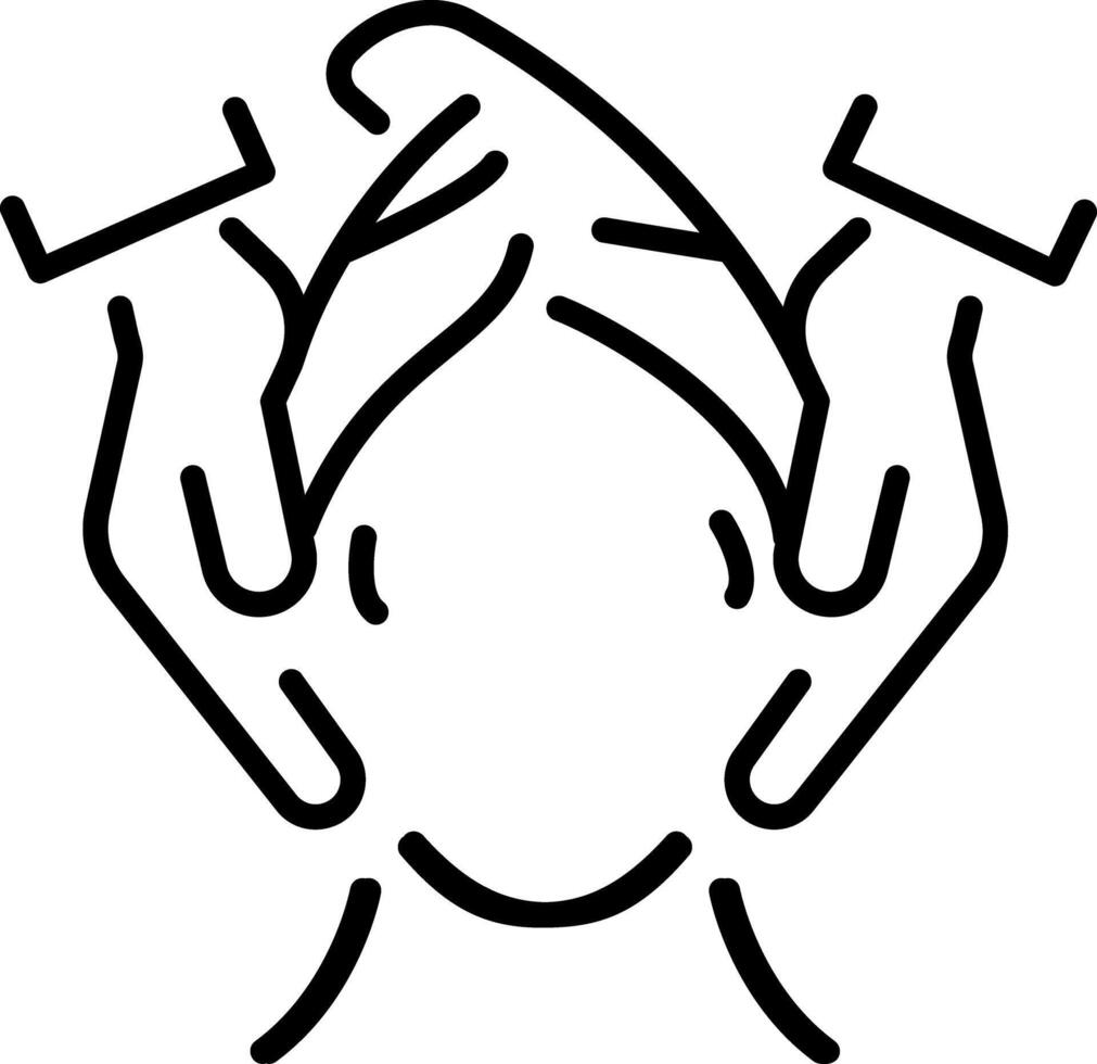 A line icon of facial massage with hands vector
