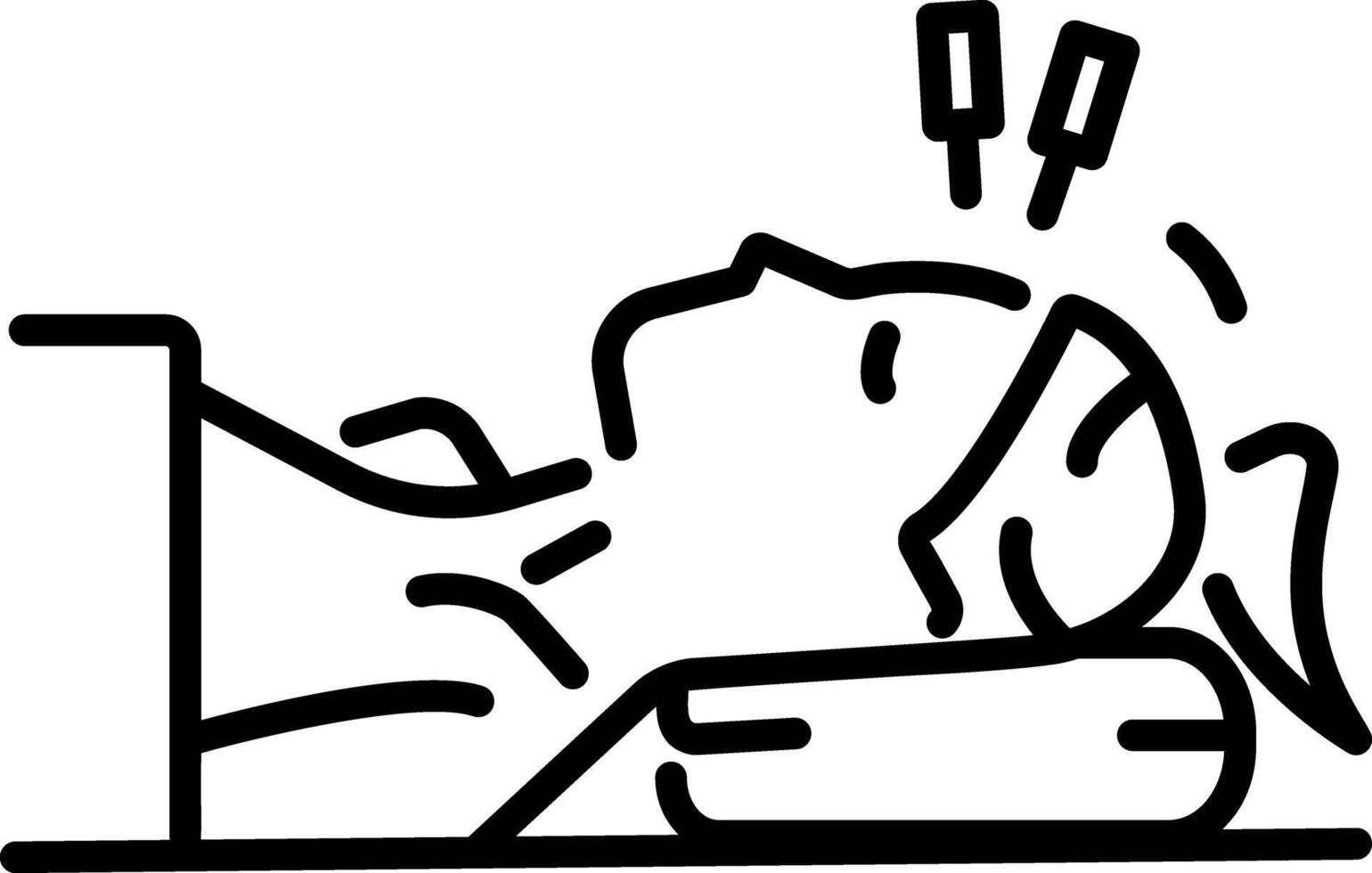 Linear icon of a person receiving acupuncture treatment vector