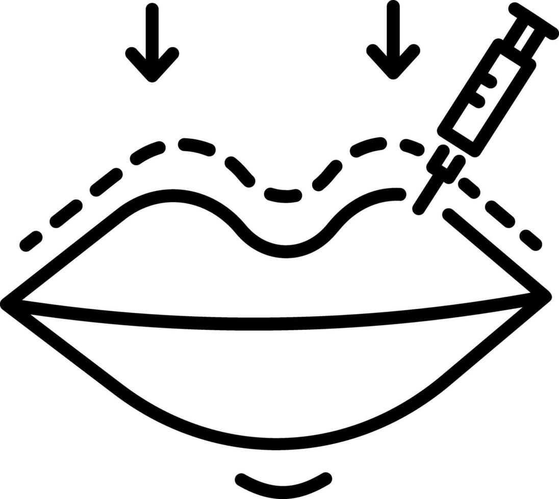 A linear style icon of lip filler vector