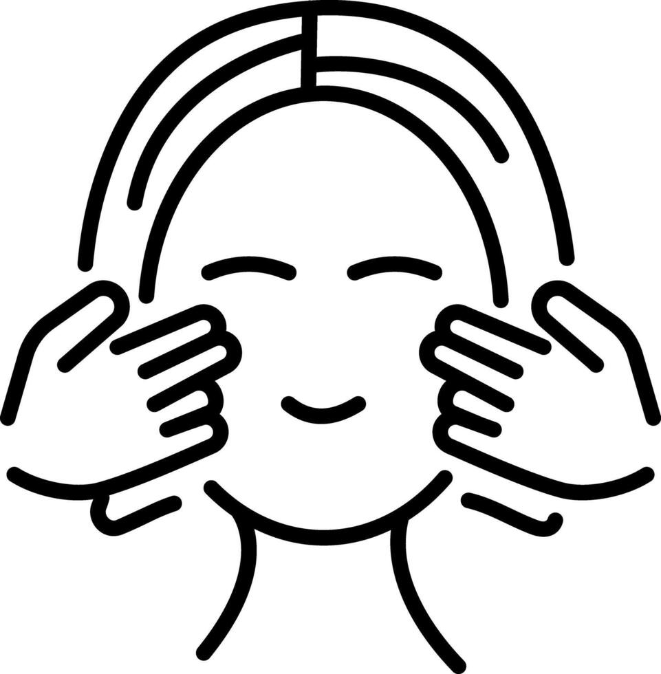 A woman taking face massage, line style icon vector