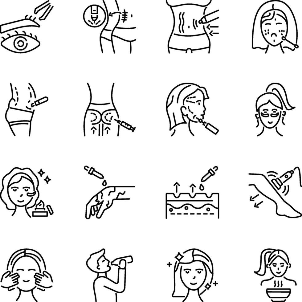 Collection of Linear Style Med Spa Icons vector