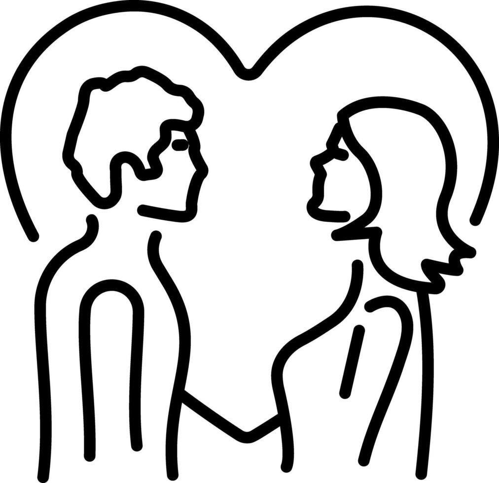 A linear icon of couple love vector