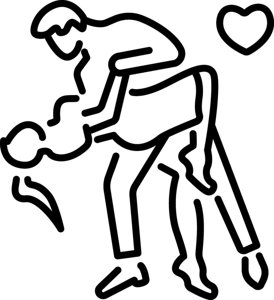 Romantic couple dance icon in line style vector