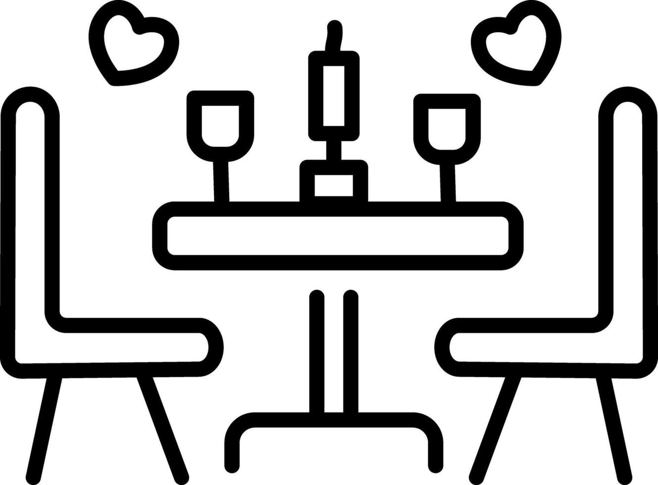 A line icon of romantic dinner date vector