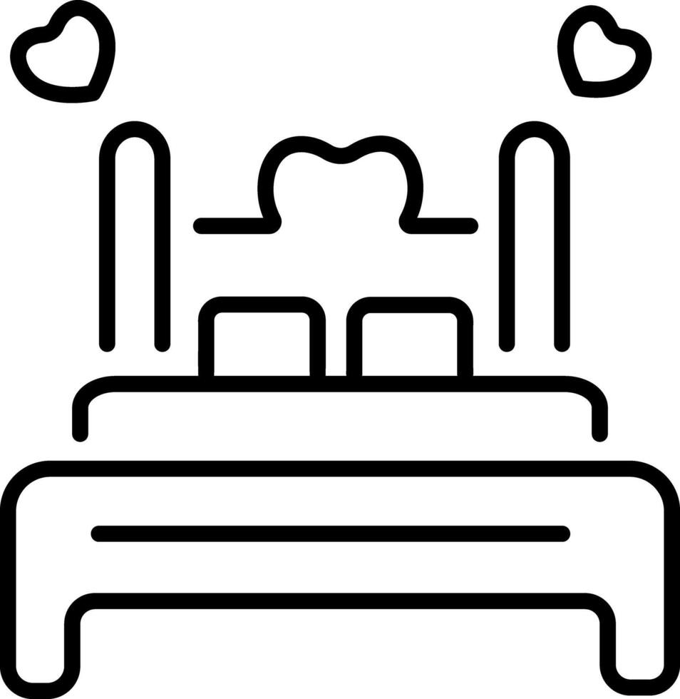 A line icon of romantic night bed vector