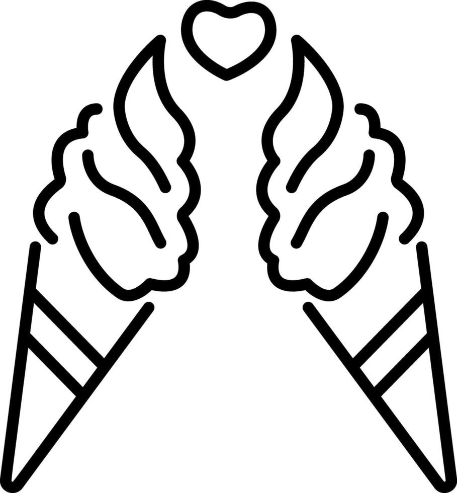 Sweet date with lovely ice creams, line style icon vector