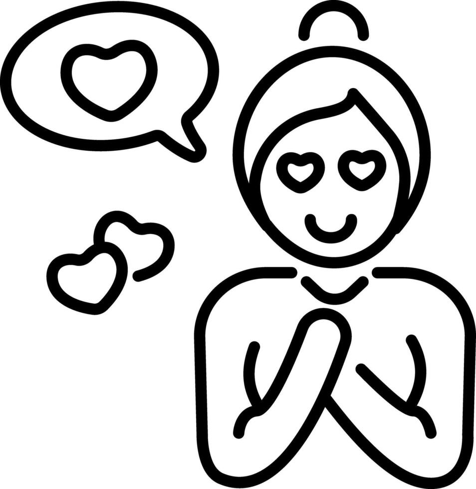 Woman in love icon in line style vector